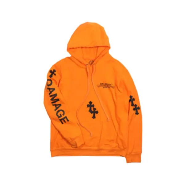 Chrome Hearts x Off-White Cross Patch Logo Hoodie – Orange