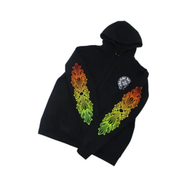 Chrome Hearts Floral Sleeve Gradient Made In Hollywood Hoodie – Black