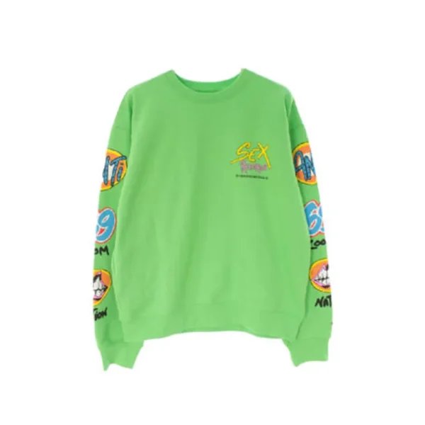 Introducing the Chrome Hearts Matty Boy Sex Records Crewneck Sweatshirt in a vibrant citrus hue, a bold expression of urban style and individuality.