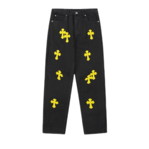 Chrome Hearts Distressed Yellow Jeans