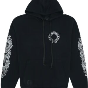 Chrome Hearts Horse Shoe Floral Hoodie Black